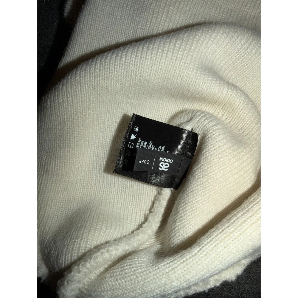 AS Colour Upfront Embroidered Cuff Beanie Cream Off-White Acrylic‎ Knit Hat Mens